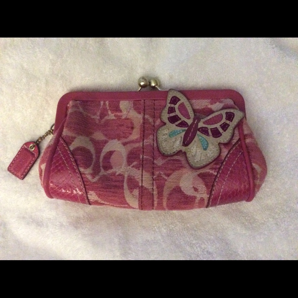 Coach Kisslock butterfly theme clutch